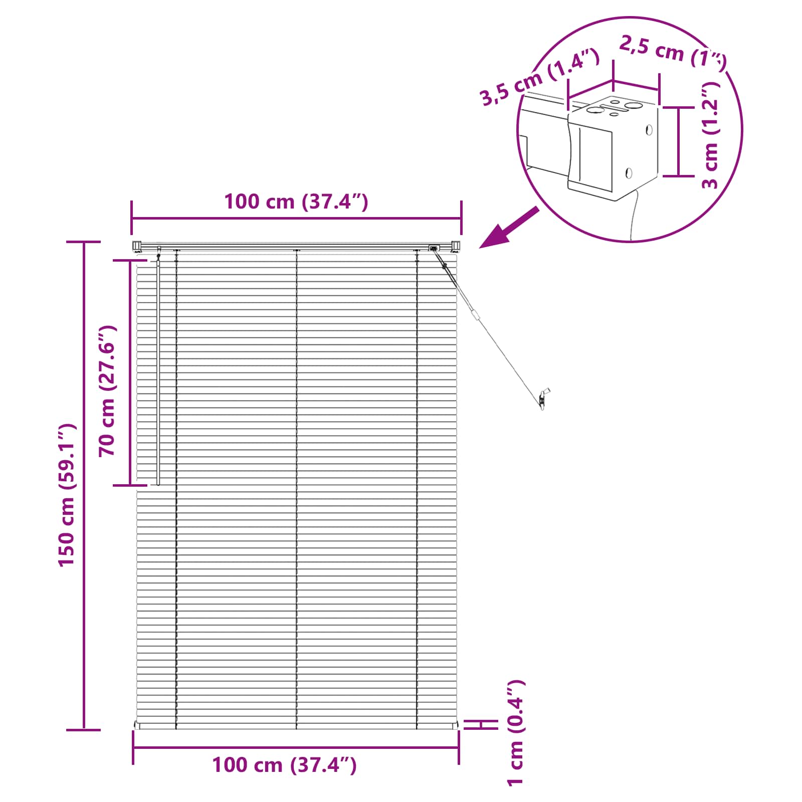 Venecijanska roleta Svijetlo smeđa s uzorkom 150 x 100 cm PVC