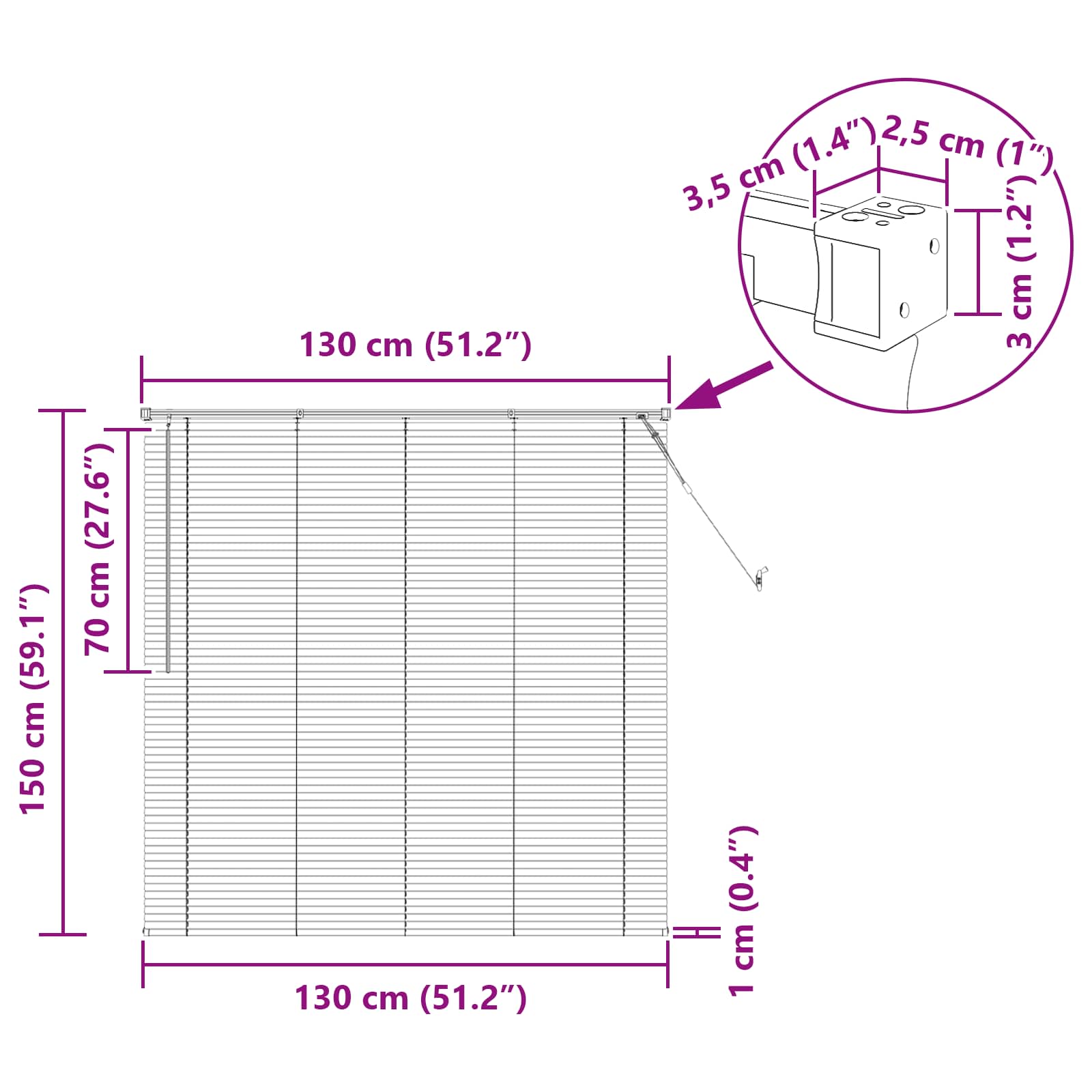 Venecijanska roleta Svijetlo smeđa s uzorkom 150 x 130 cm PVC