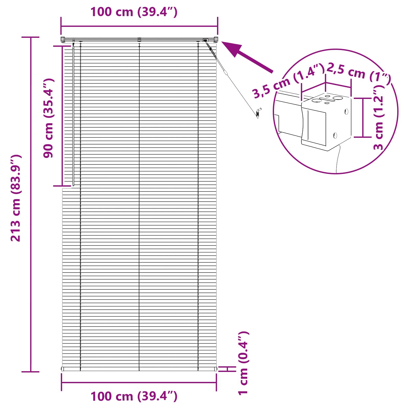 Venecijanska roleta Svijetlo smeđa s uzorkom 213 x 100 cm PVC