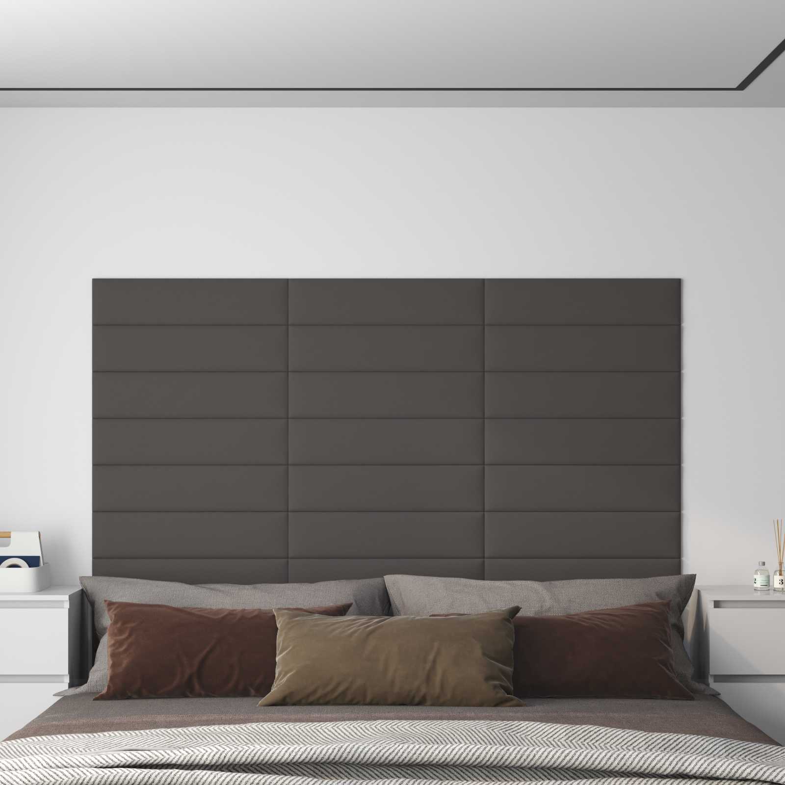 Zidna uzglavlja 12 pcs Tamno siva 60 x 15 cm tkanina