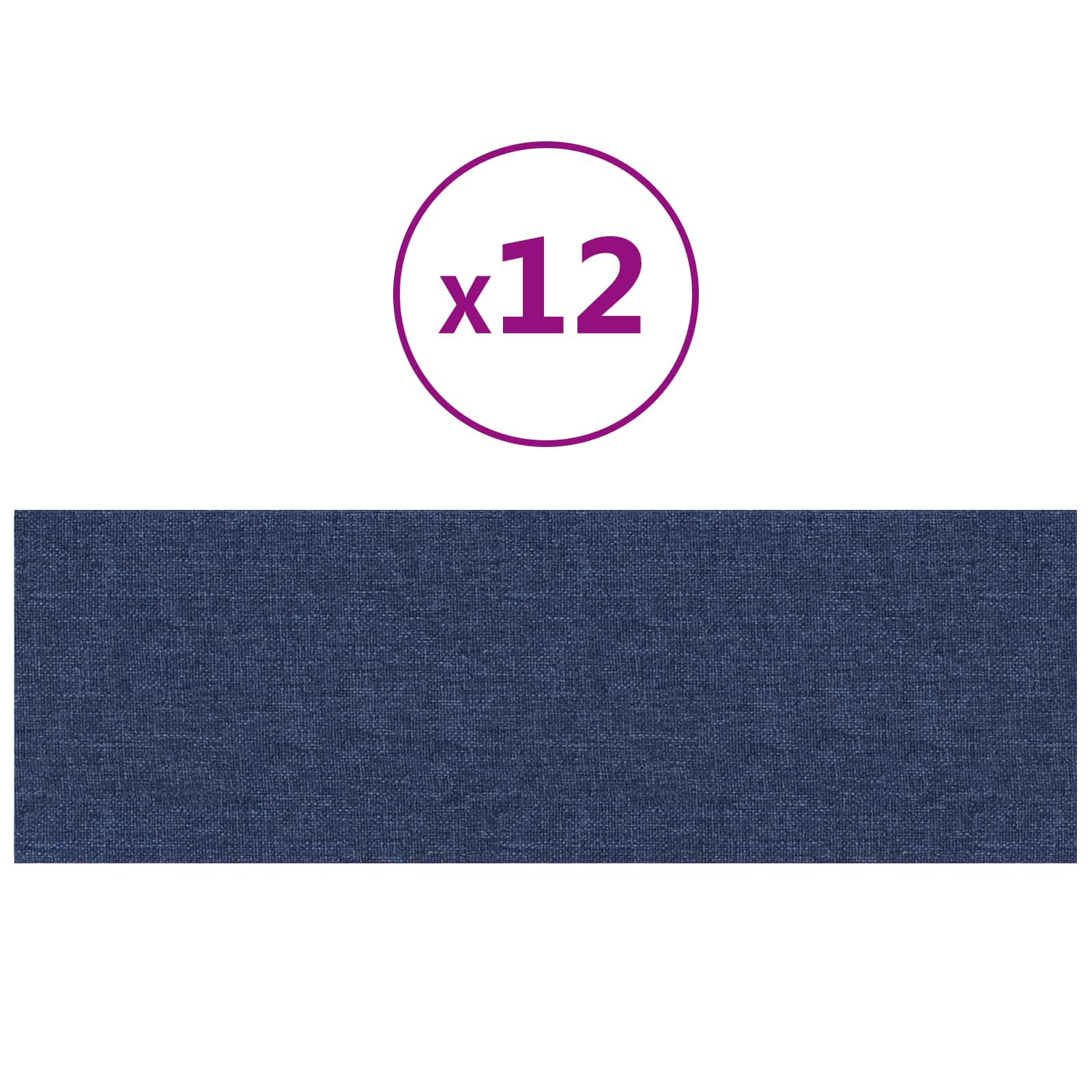 Zidna uzglavlja 12 pcs Plava 90 x 30 cm tkanina