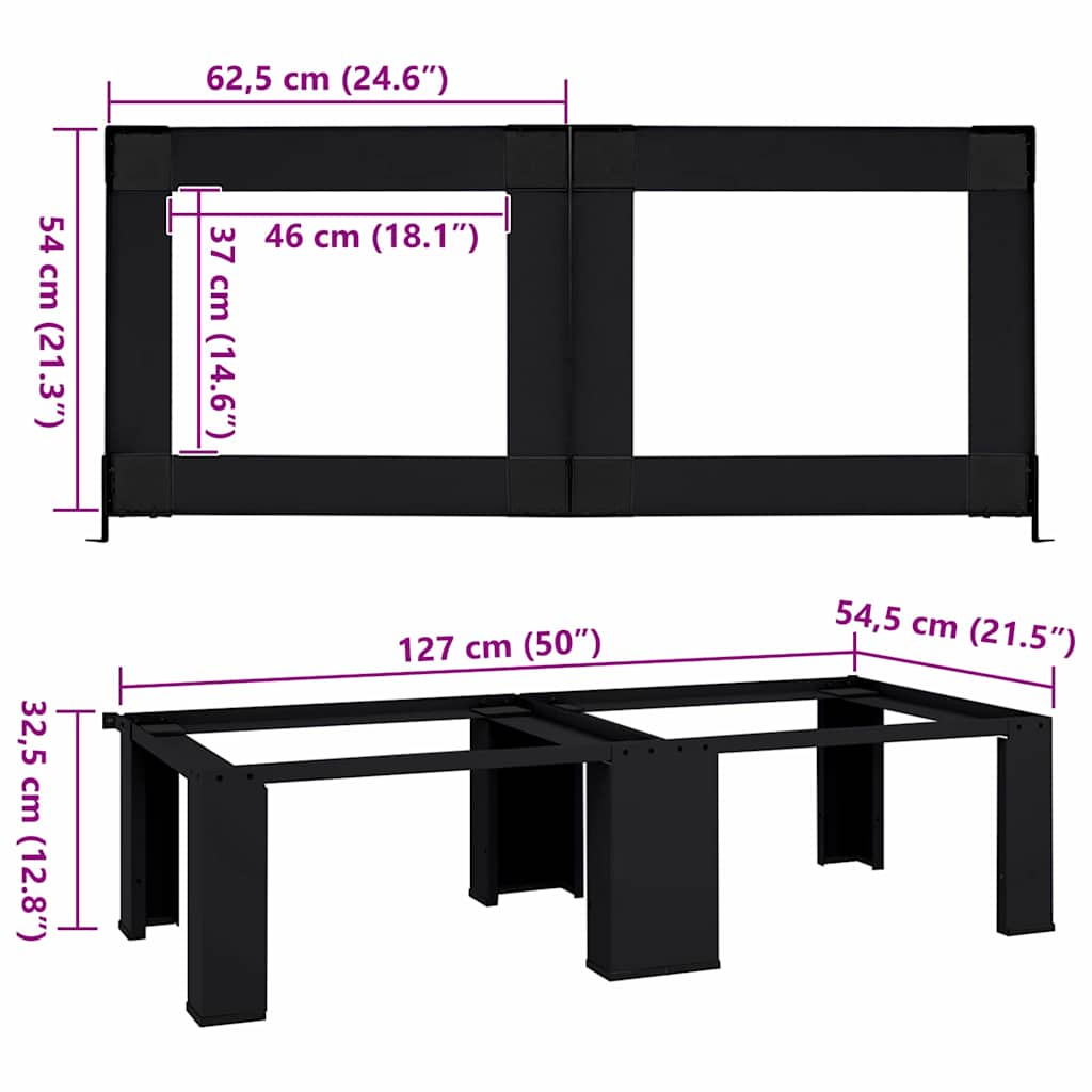 Pedestal za perilicu rublja 2 pcs Crna 127 x 54,5 x 32,5 cm