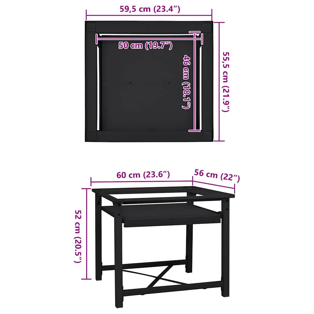 Pedestal za perilicu rublja Crna 60 x 56 x 52 cm Čelik