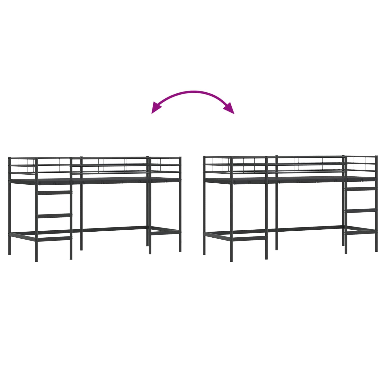 Okvir Krevet za Dječji Loft Crna 90 x 190 cm Čelik