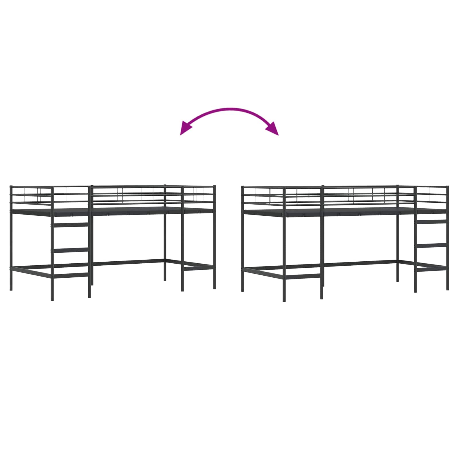 Okvir Krevet za Dječji Loft Crna 90 x 200 cm Čelik
