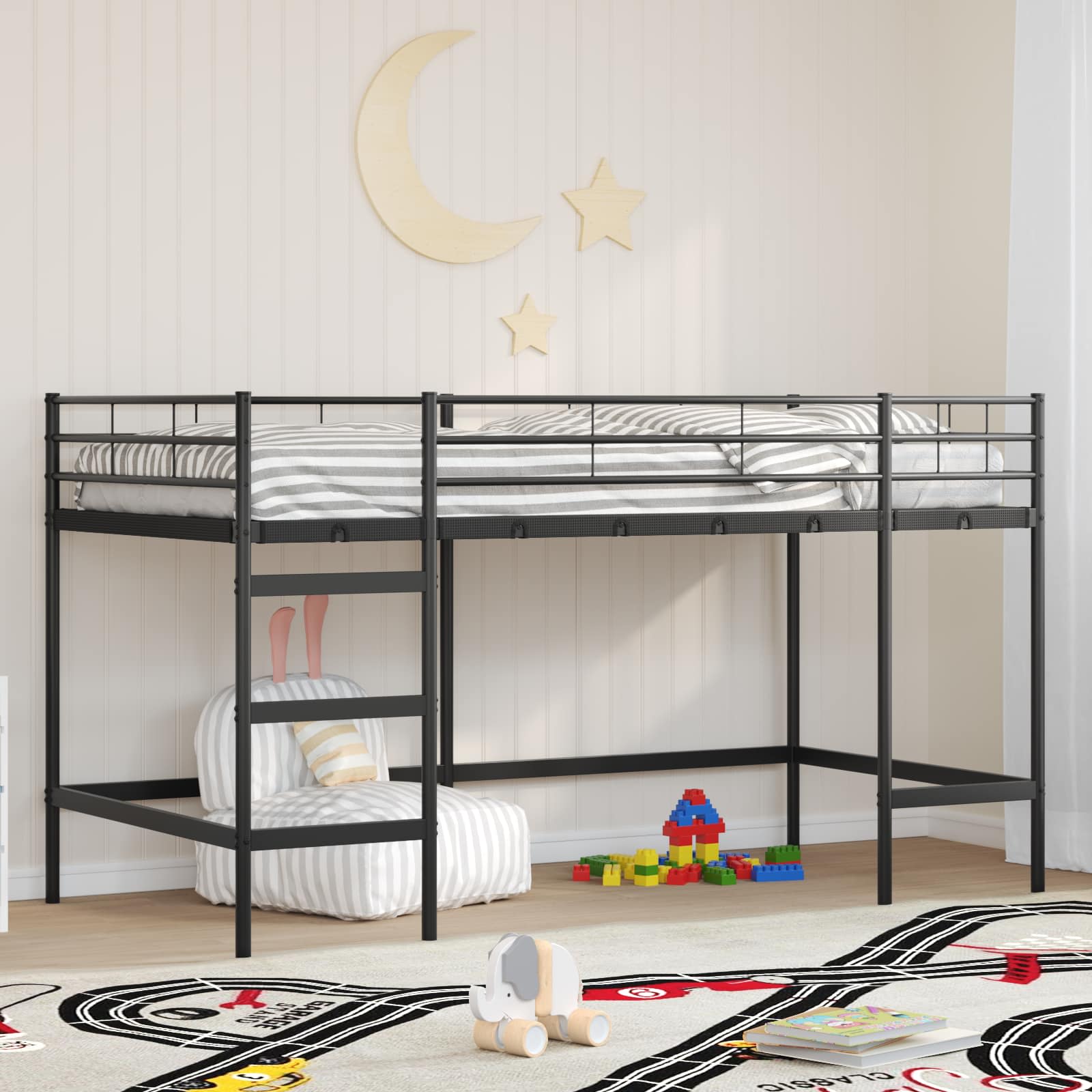 Okvir Krevet za Dječji Loft Crna 99,5 x 200 cm Čelik
