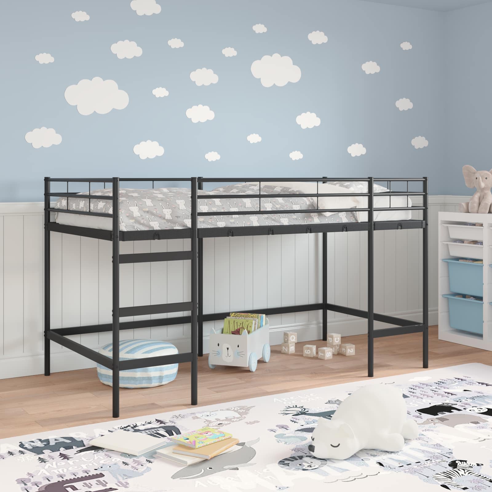 Okvir Krevet za Dječji Loft Crna 107 x 200 cm Čelik