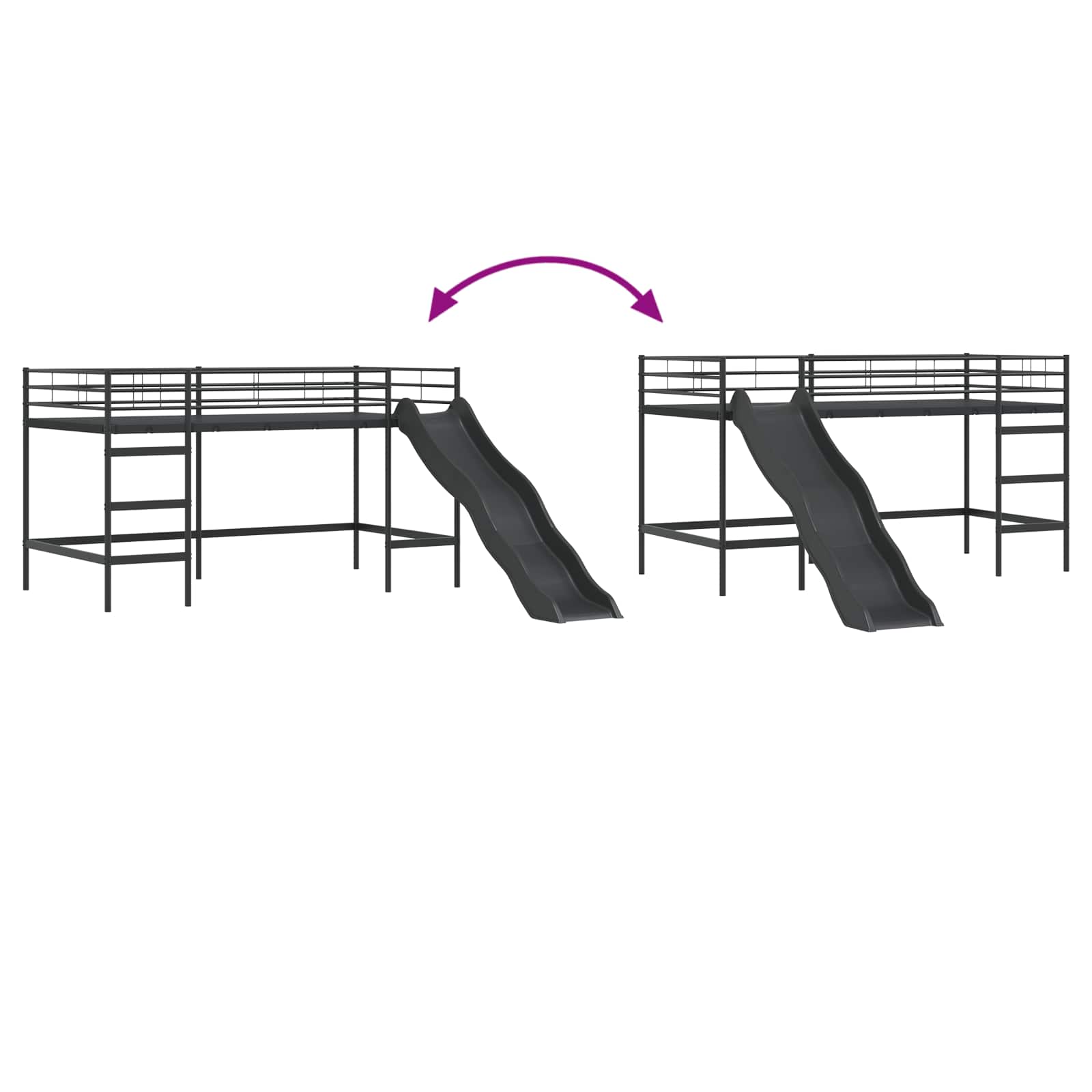 Krevet na kat za djecu s toboganom Crna i antracit 80 x 200 cm