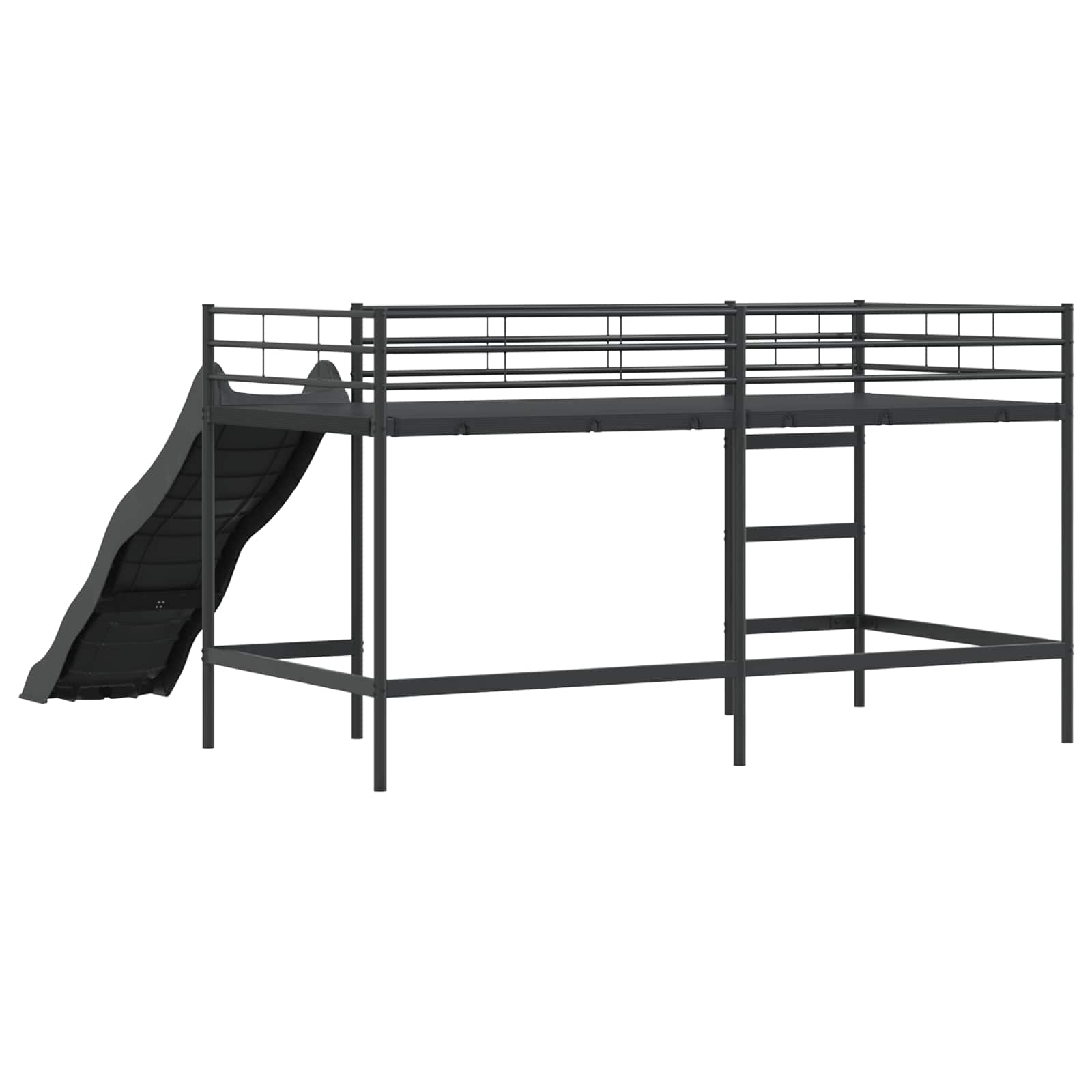 Krevet na kat za djecu s toboganom Crna i antracit 90 x 200 cm