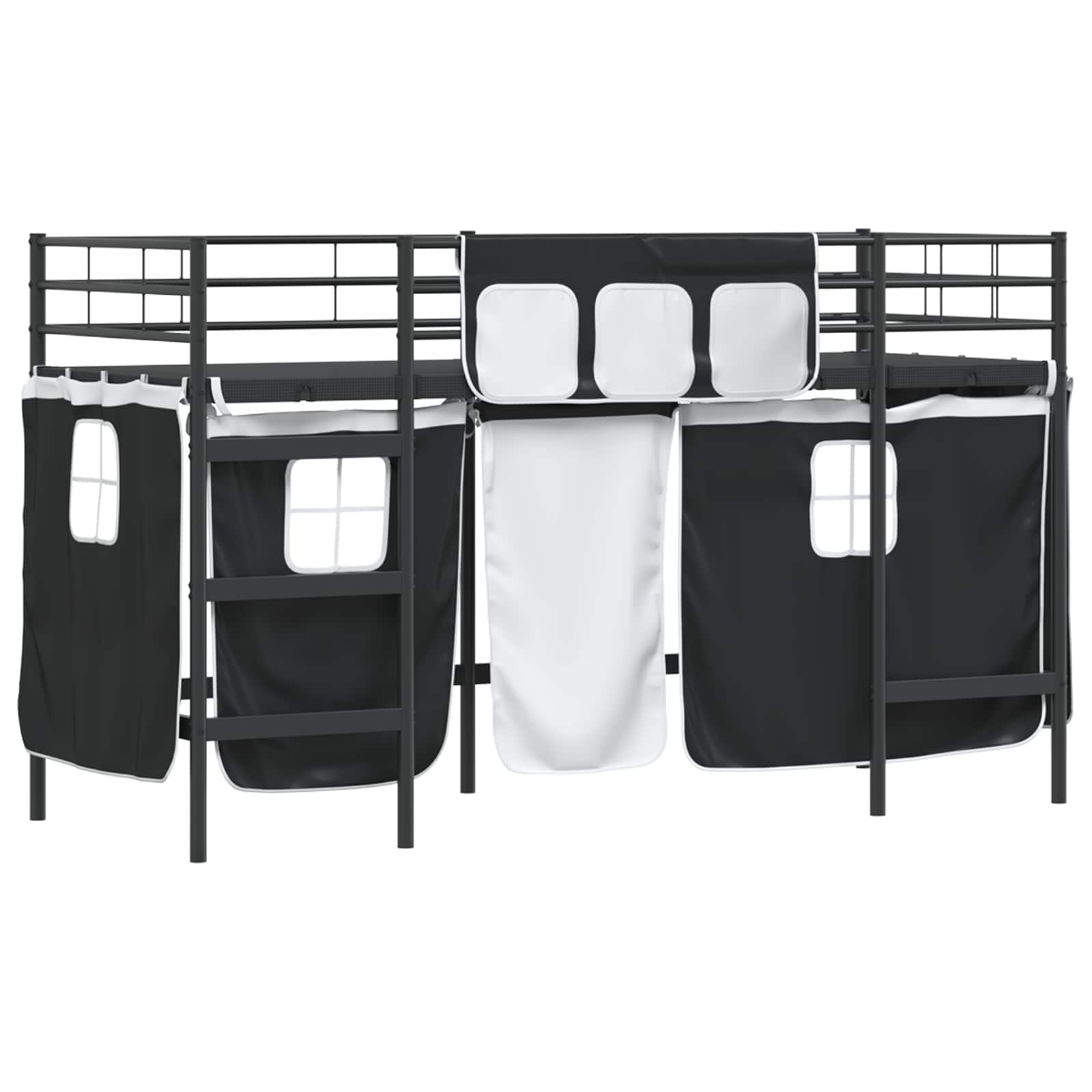 Krevet na kat za djecu s zavjesama Crna 90 x 190 cm