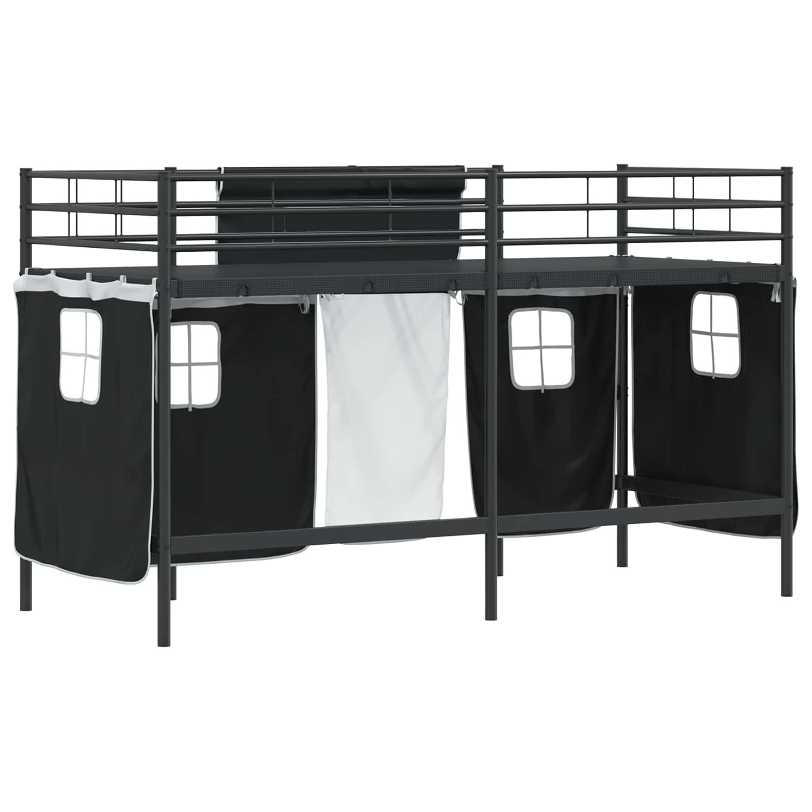 Krevet na kat za djecu s zavjesama Crna 100 x 190 cm