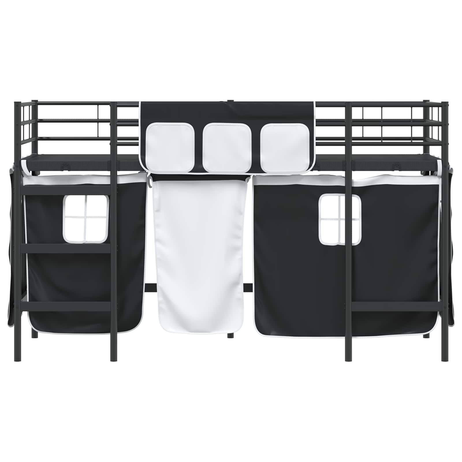 Krevet na kat za djecu s zavjesama Crna 100 x 190 cm