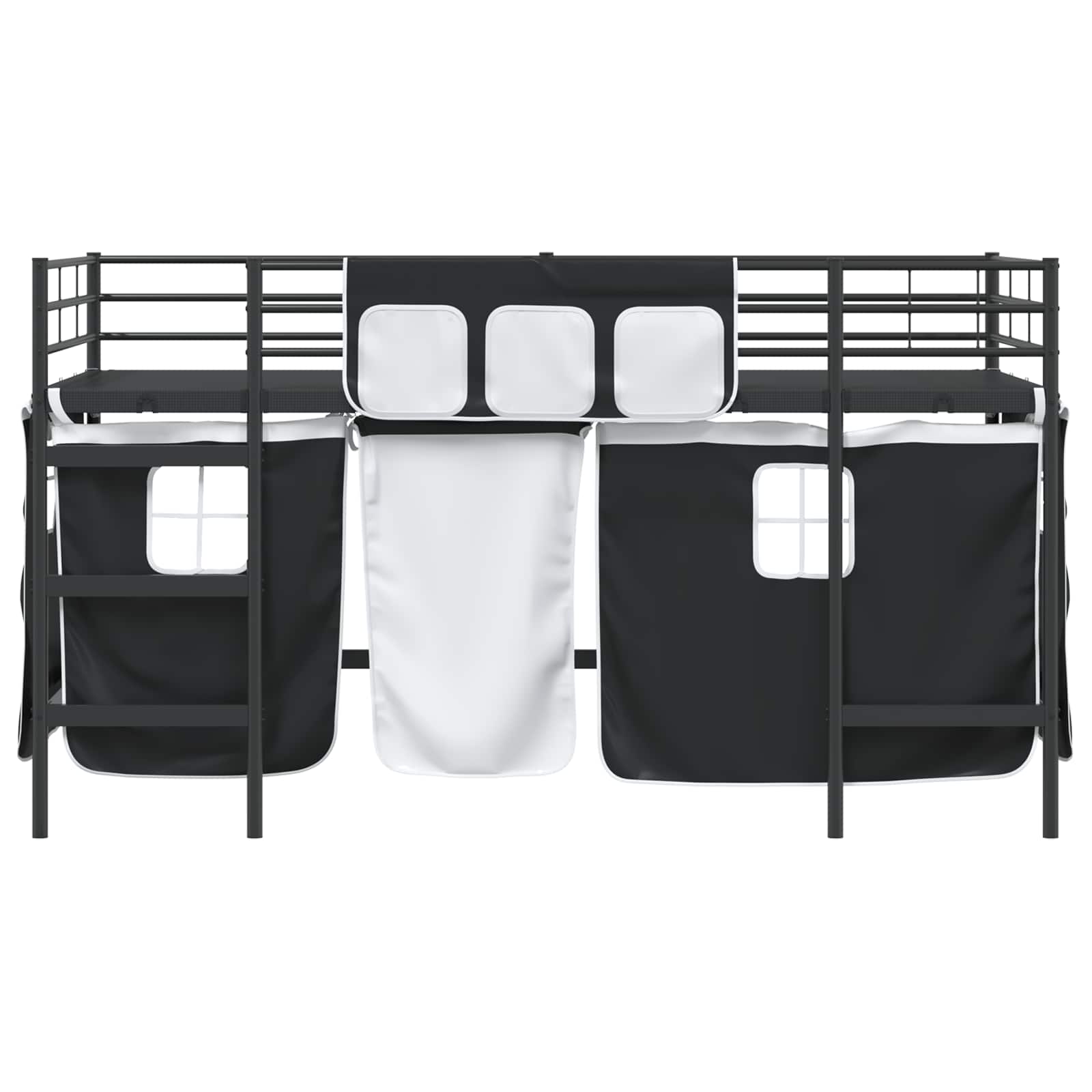 Krevet na kat za djecu s zavjesama Crna 100 x 200 cm