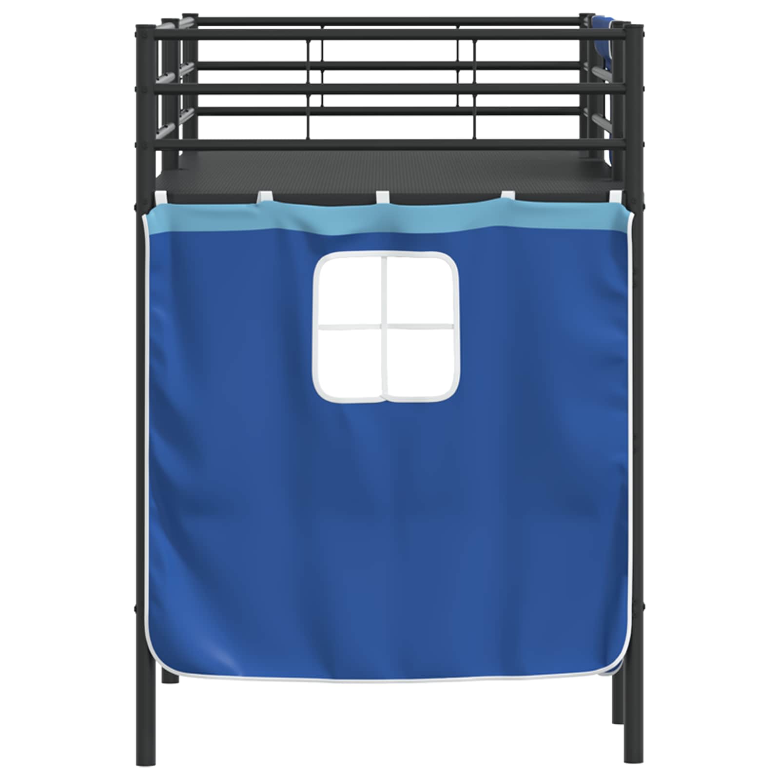 Krevet na kat za djecu s zavjesama Crna i Plava 90 x 190 cm