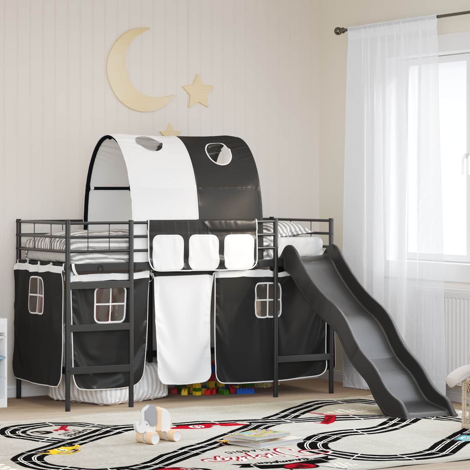 Okvir Krevet za Dječji Loft Jednobojno Crna 75 x 190 cm Metal