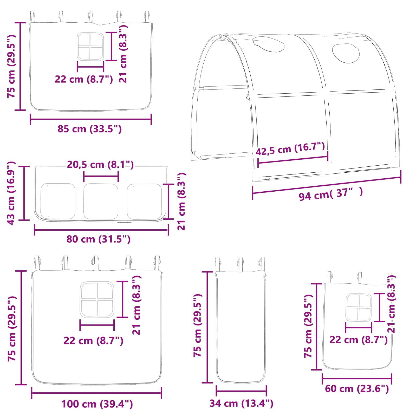 Okvir Krevet za Dječji Loft Crna i Plava 80 x 200 cm Metal