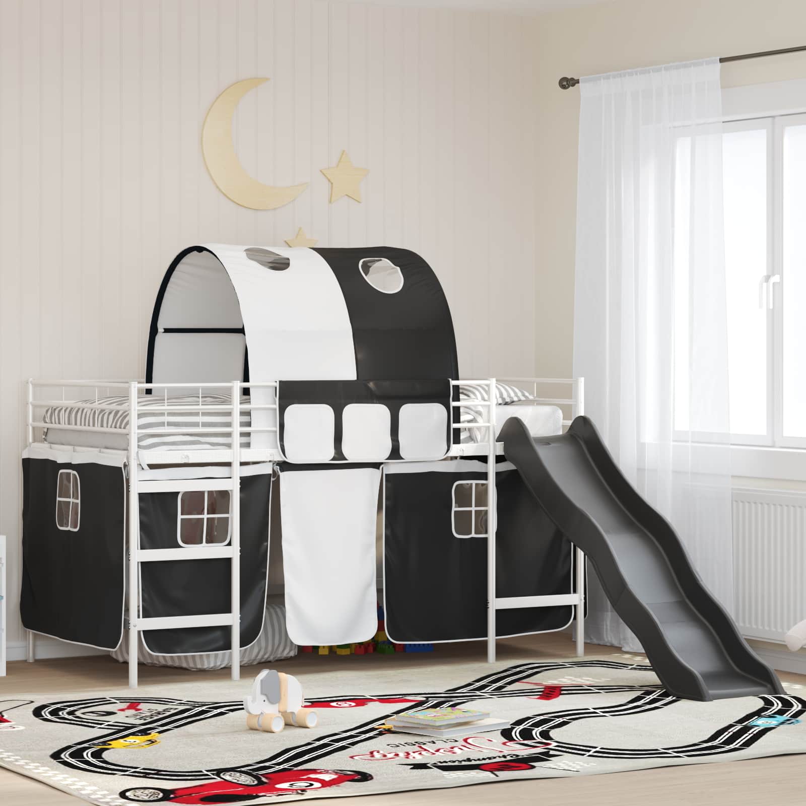 Okvir Krevet za Dječji Loft Bijela i crna 107 x 203 cm Metal