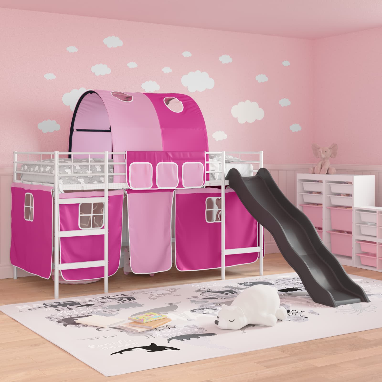 Okvir Krevet za Dječji Loft Bijela i roza 80 x 200 cm Metal