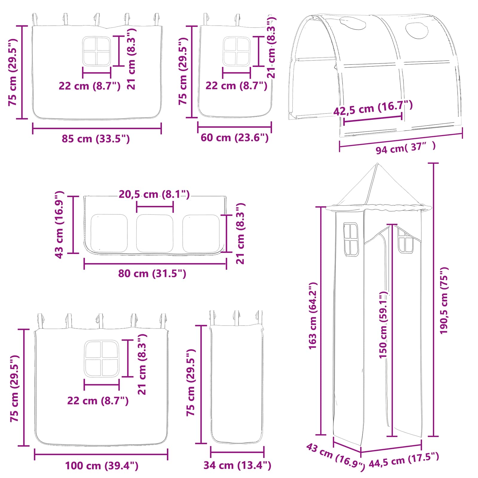 Okvir Krevet za Dječji Loft Crna i Plava 90 x 200 cm Metal