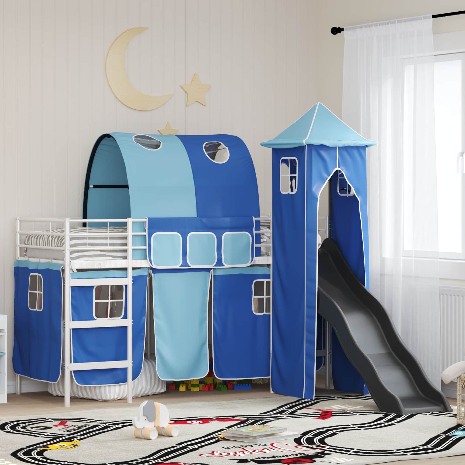 Okvir Krevet za Dječji Loft Bijela i Plava 75 x 190 cm Metal