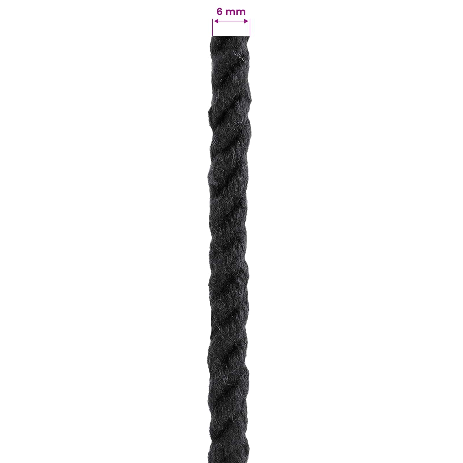 Konop Crna 0,6 x 0,6 x 10000 cm Pamuk