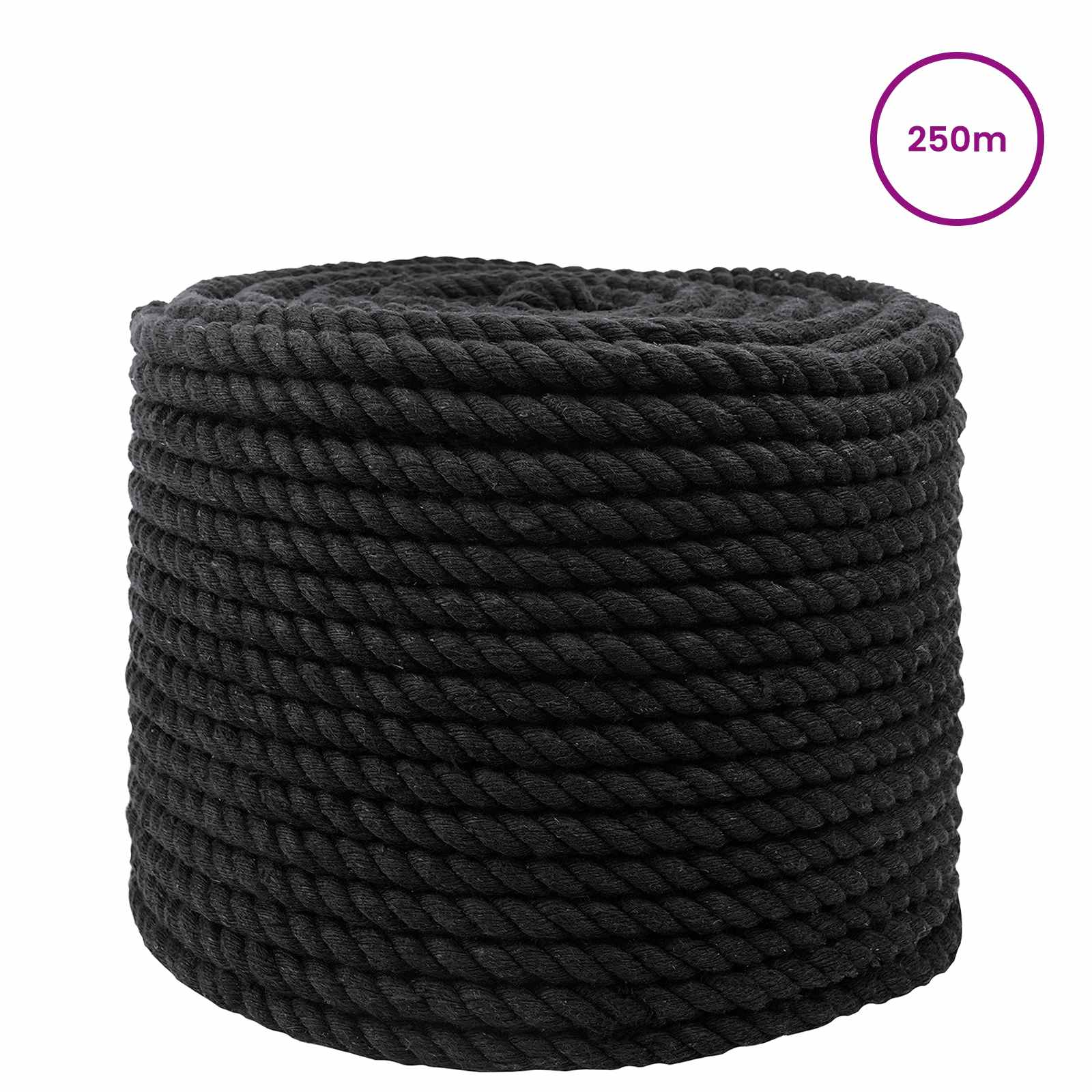 Pamučno uže 250 m 10 Crna 100% Pamuk