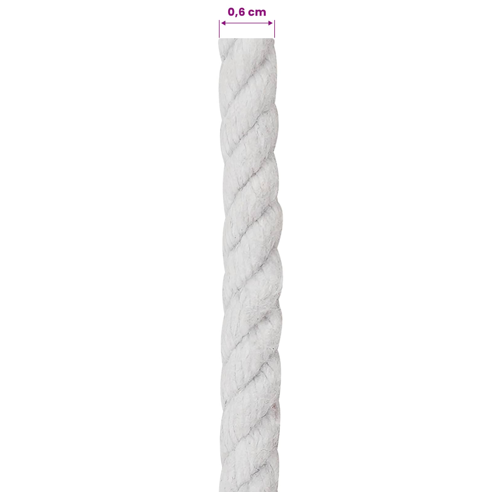Konop Bijelo 0,6 x 0,6 x 10000 cm Pamuk
