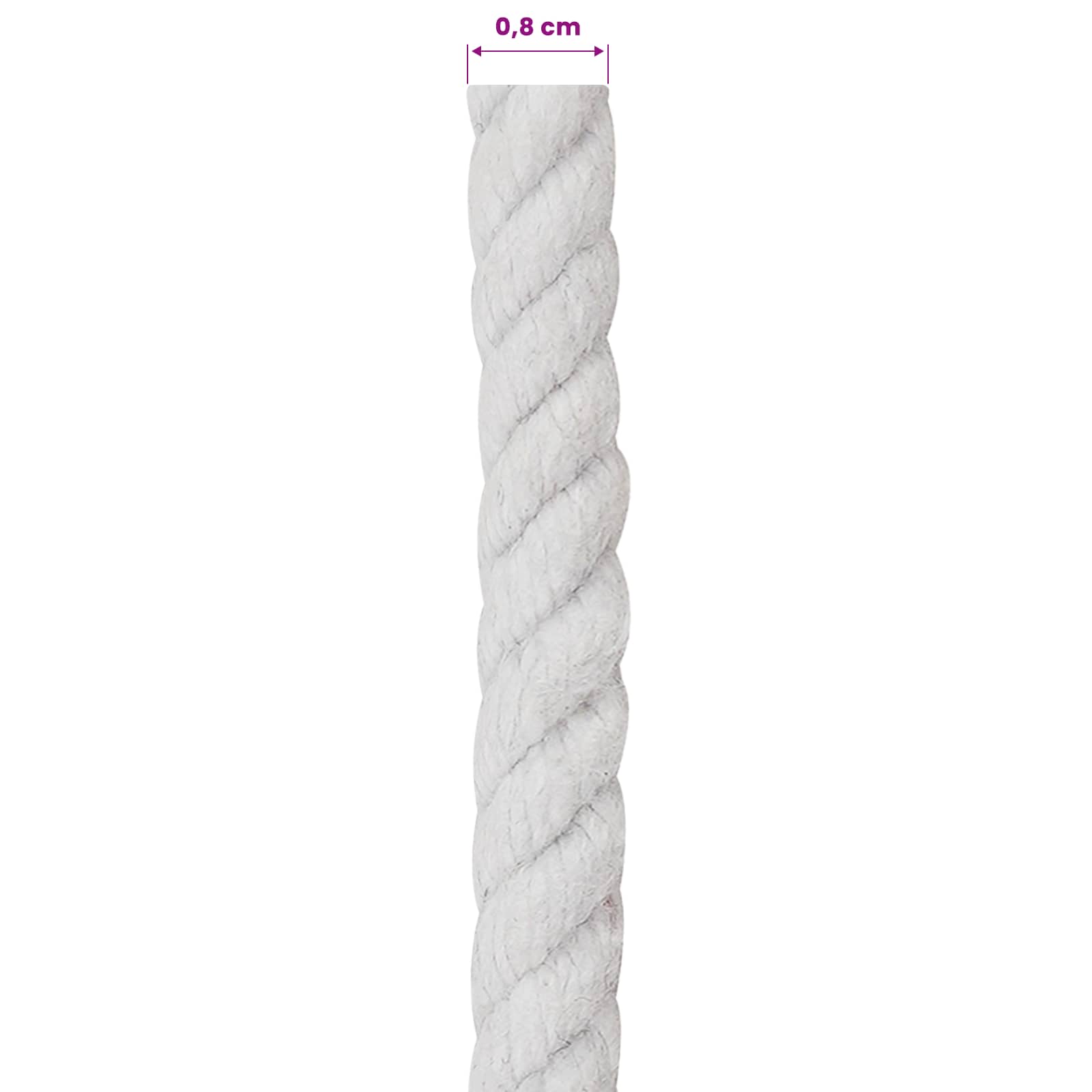 Konop Bijelo 0,8 x 0,8 x 2500 cm Pamuk