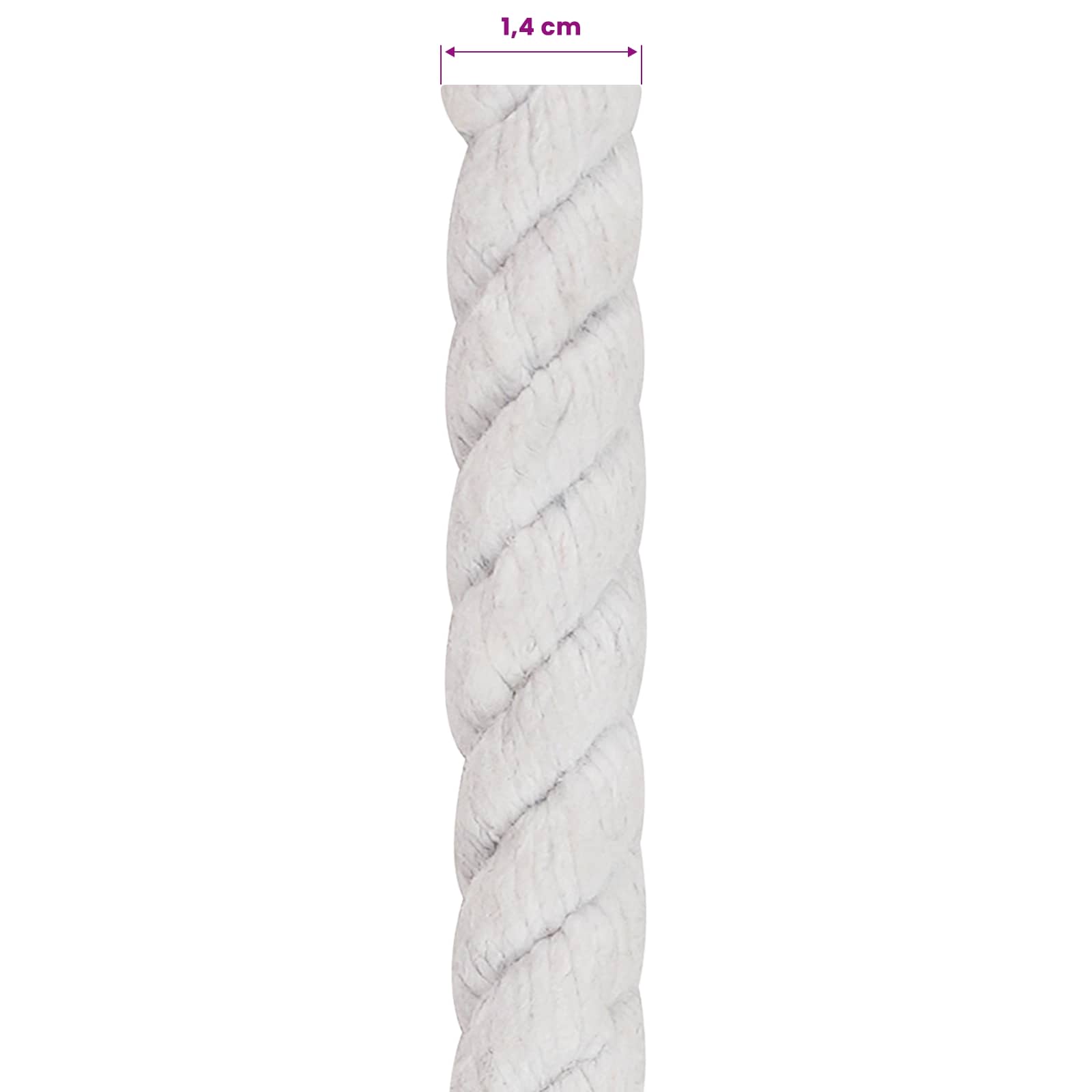 Konop Bijelo 1,4 x 1,4 x 2500 cm Pamuk