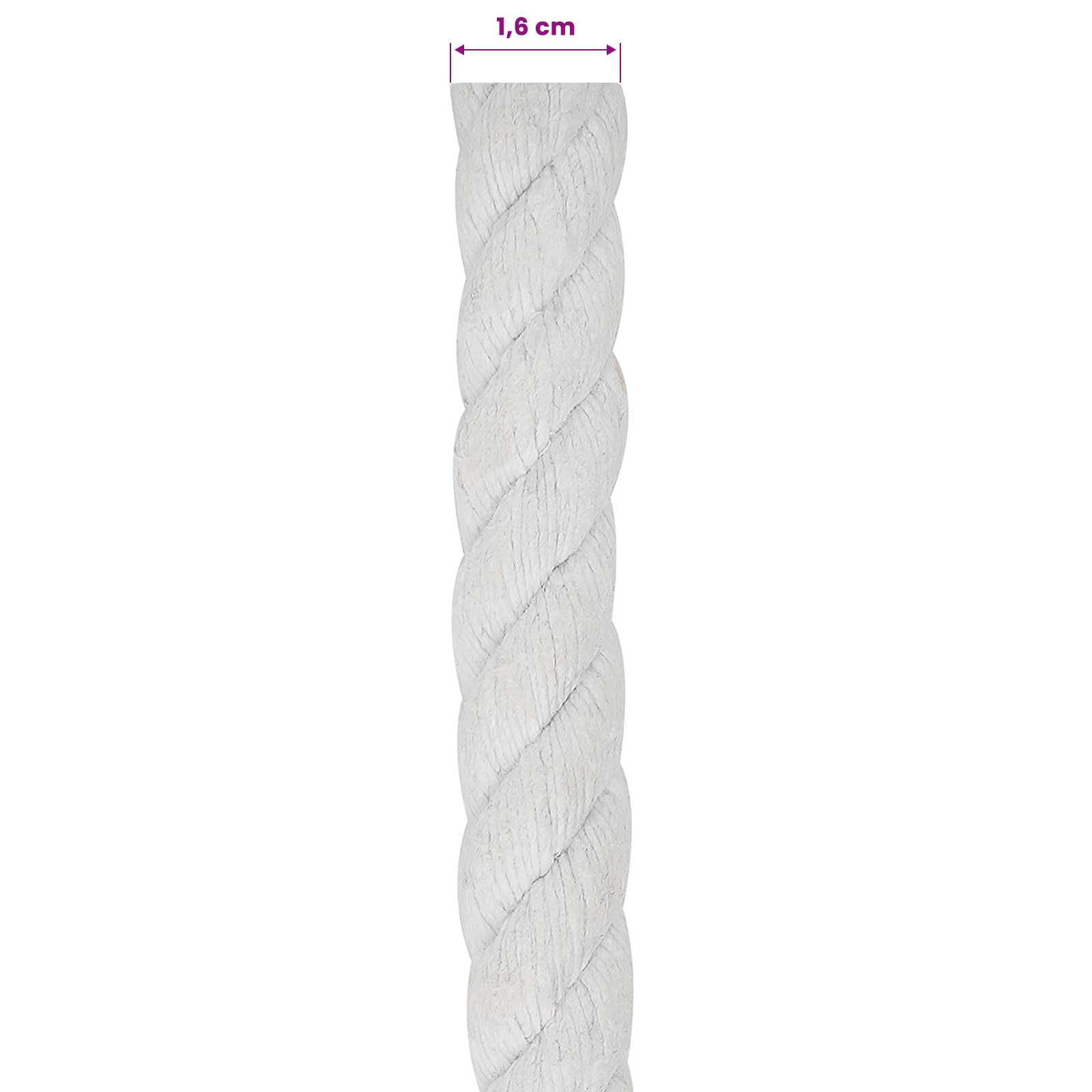 Konop Bijelo 1,6 x 1,6 x 2500 cm Pamuk
