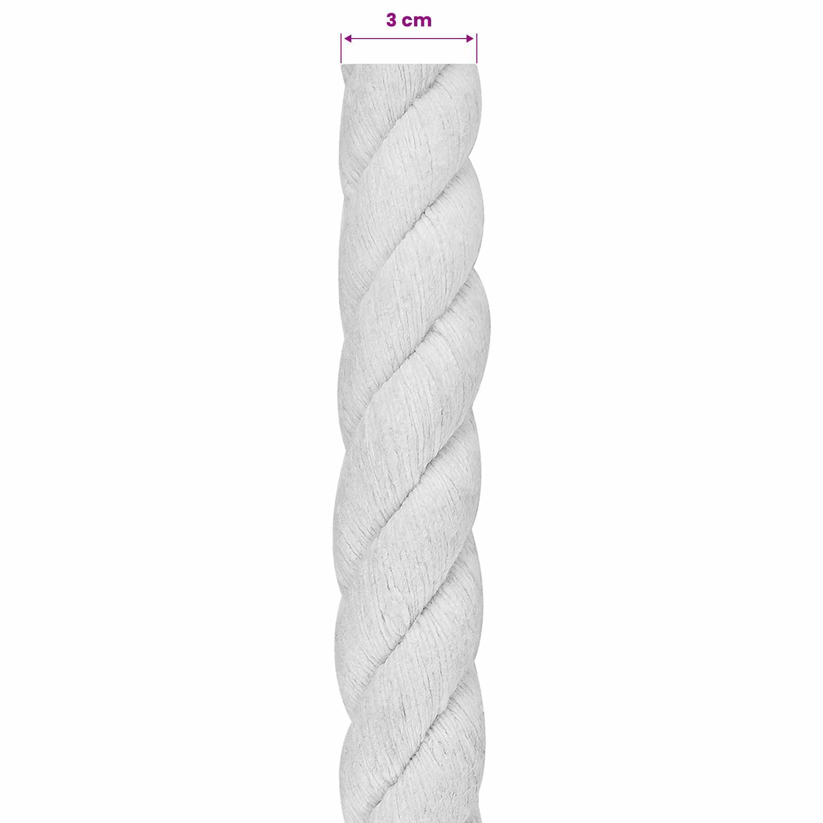 Konop Bijelo 3 x 3 x 2500 cm Pamuk