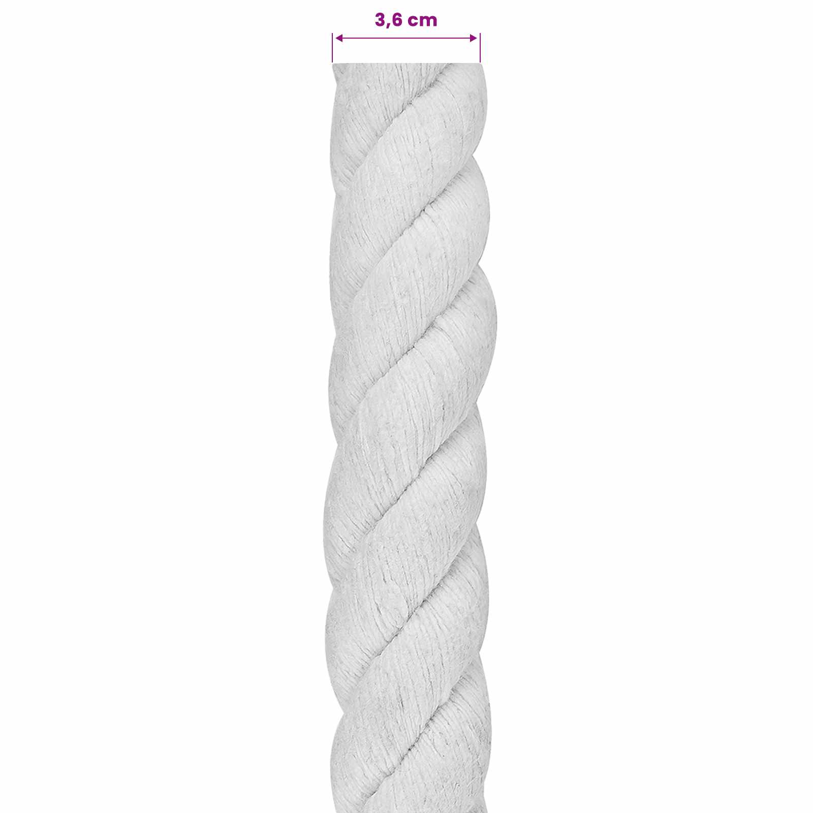 Konop Bijelo 3,6 x 3,6 x 1000 cm Pamuk