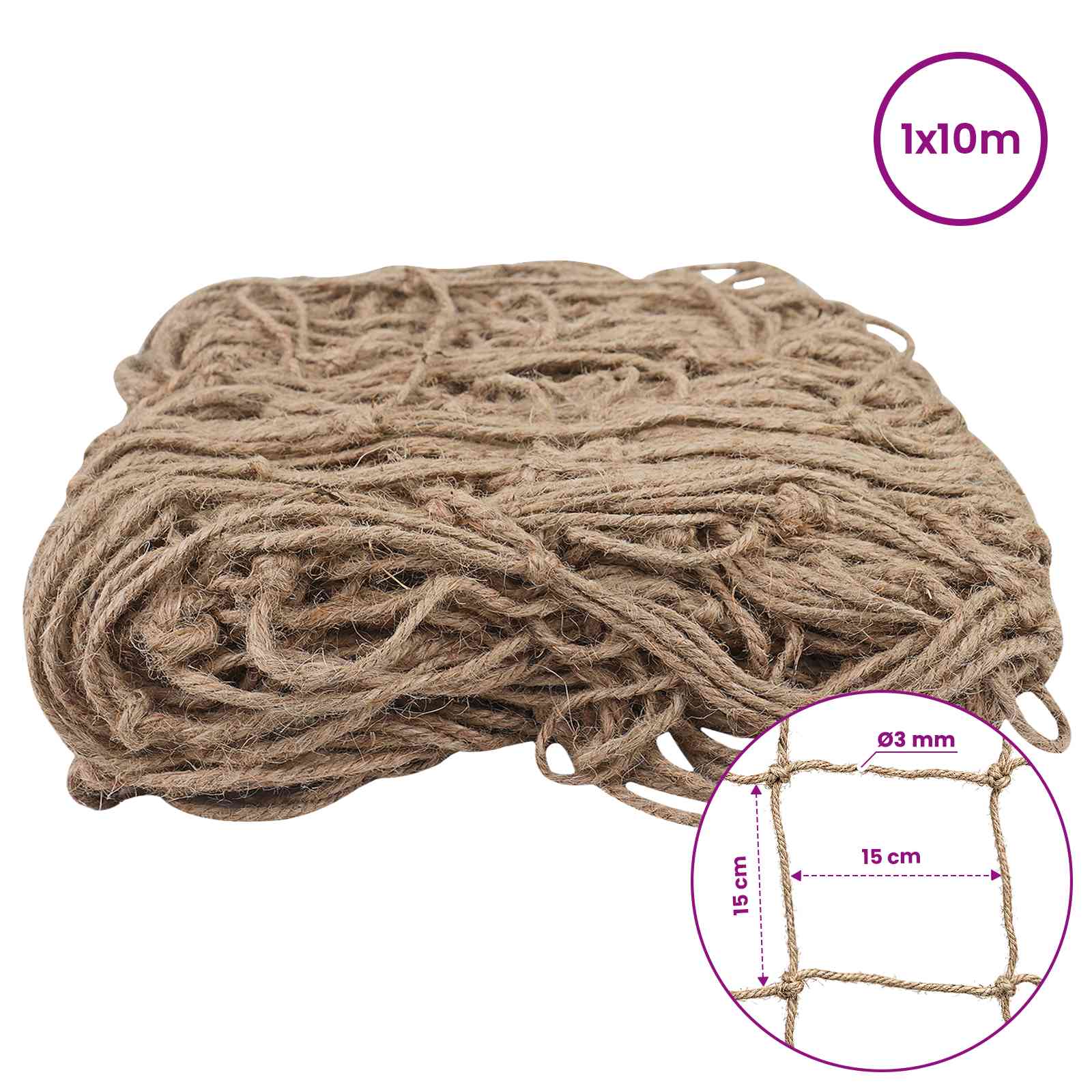 Mreža za potporu biljaka od jute Prirodna 1 x 10 m 100% Jut