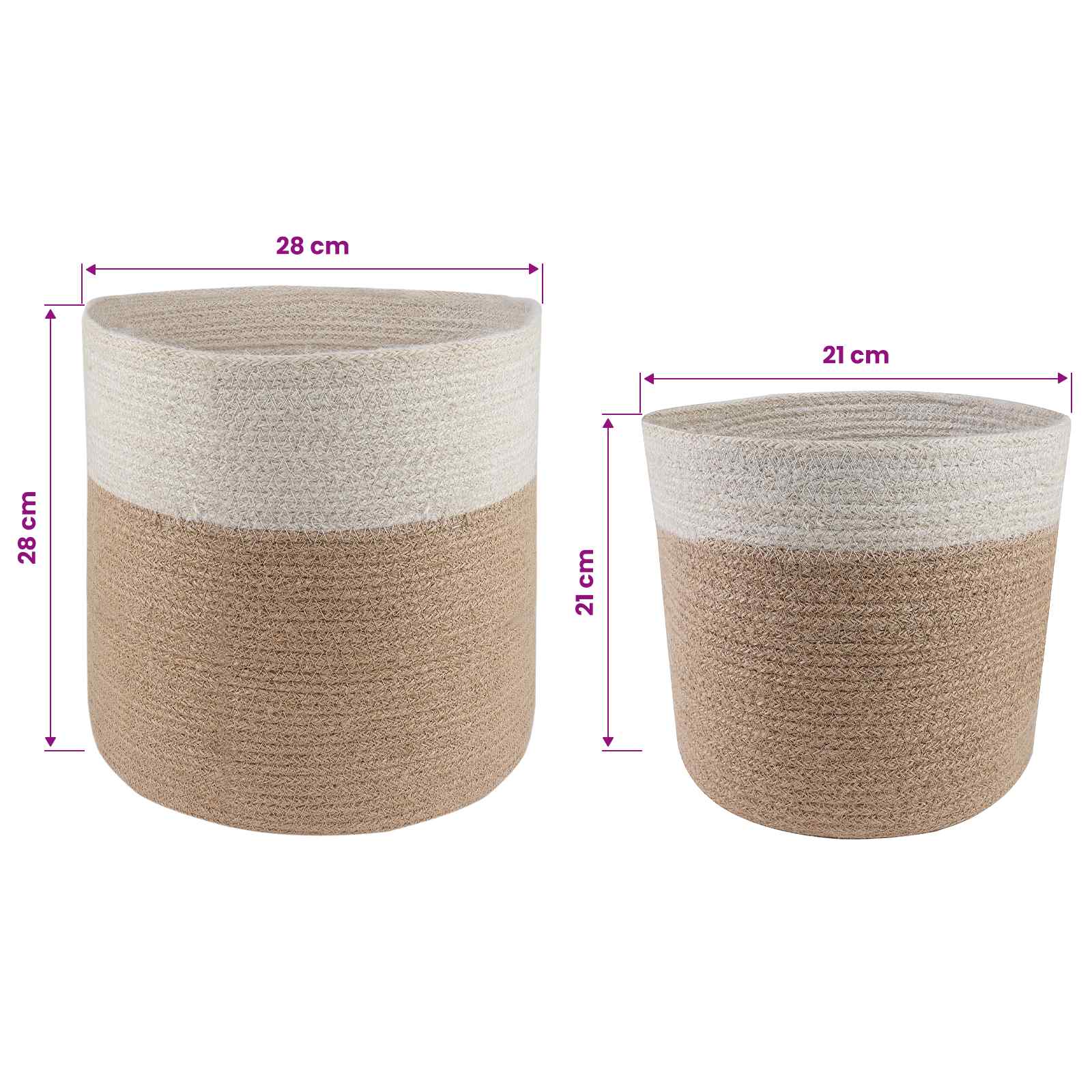 Set saksija za biljke 2 pcs Prirodna i bijela Ø 28 x 28 cm
