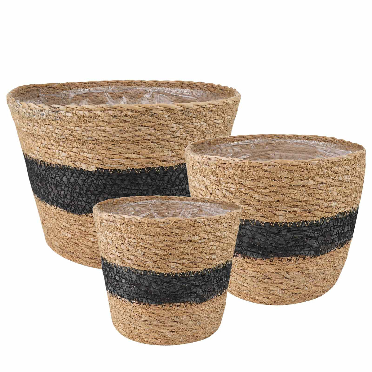 Košare za biljke od morske trave 3 pcs Ø26 x 19 cm