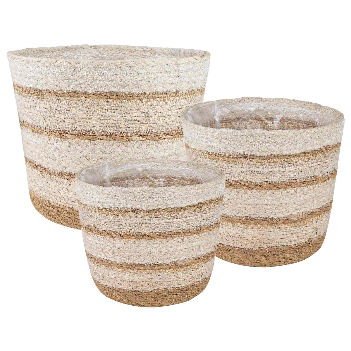 Košare za biljke od morske trave 3 pcs Ø26 x 19 cm