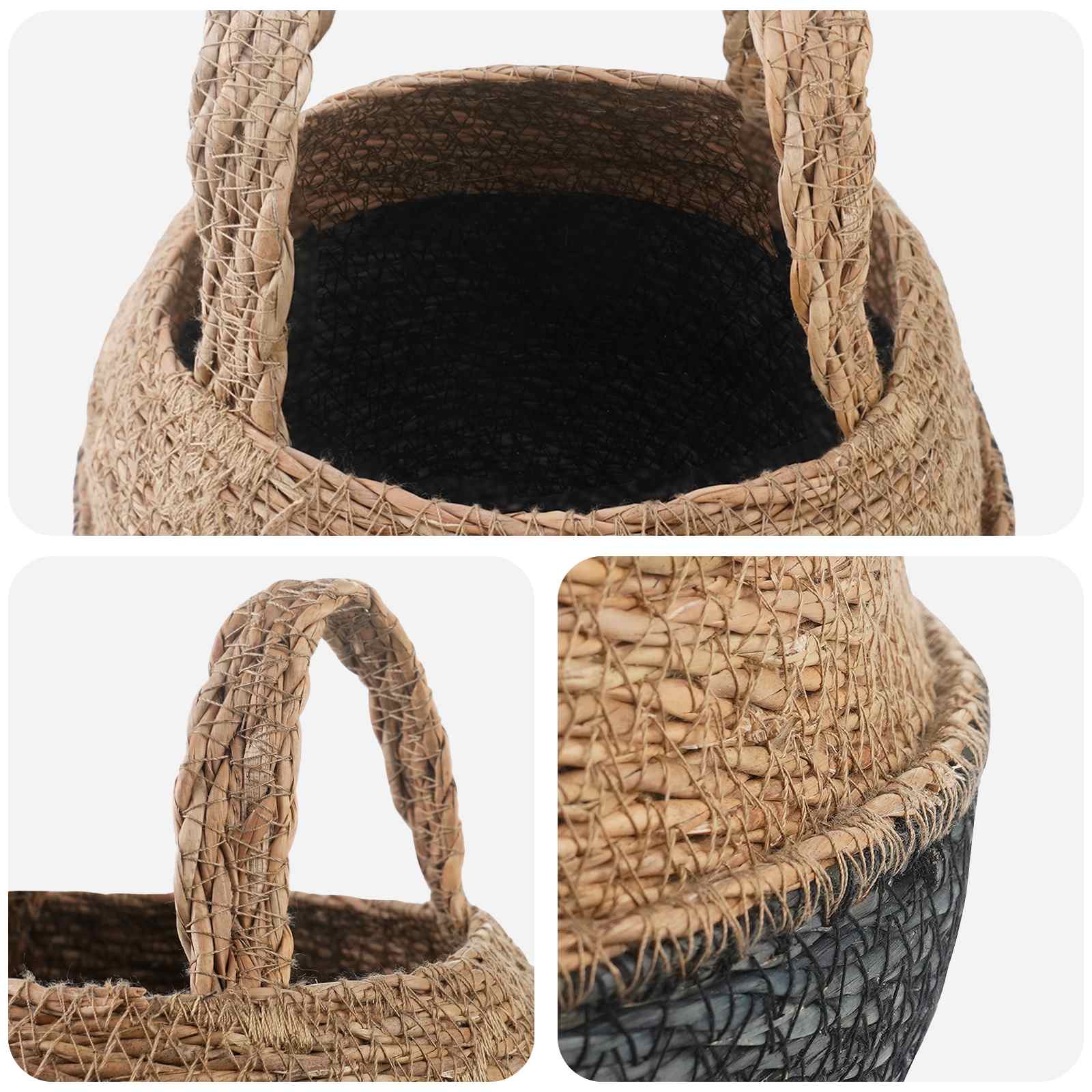 Saksija za biljke s ručkama 2 pcs Crna Ø 22 x 20 cm