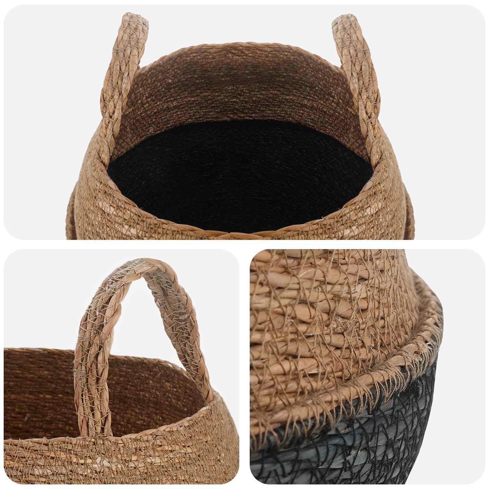 Saksija za biljke s ručkama 2 pcs Crna Ø 32 x 32 cm
