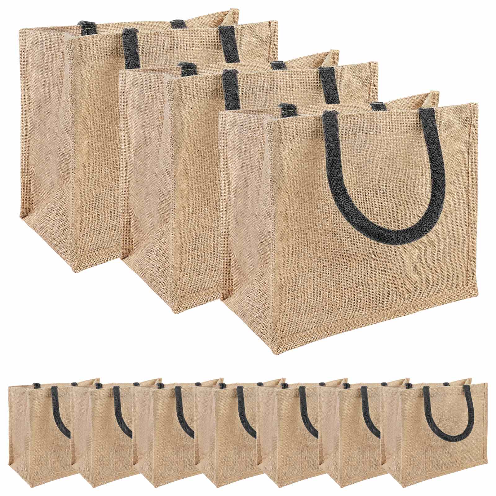 Torbe od jute 10 Prirodna i crna 26 x 22 x 14 cm 100% Jut