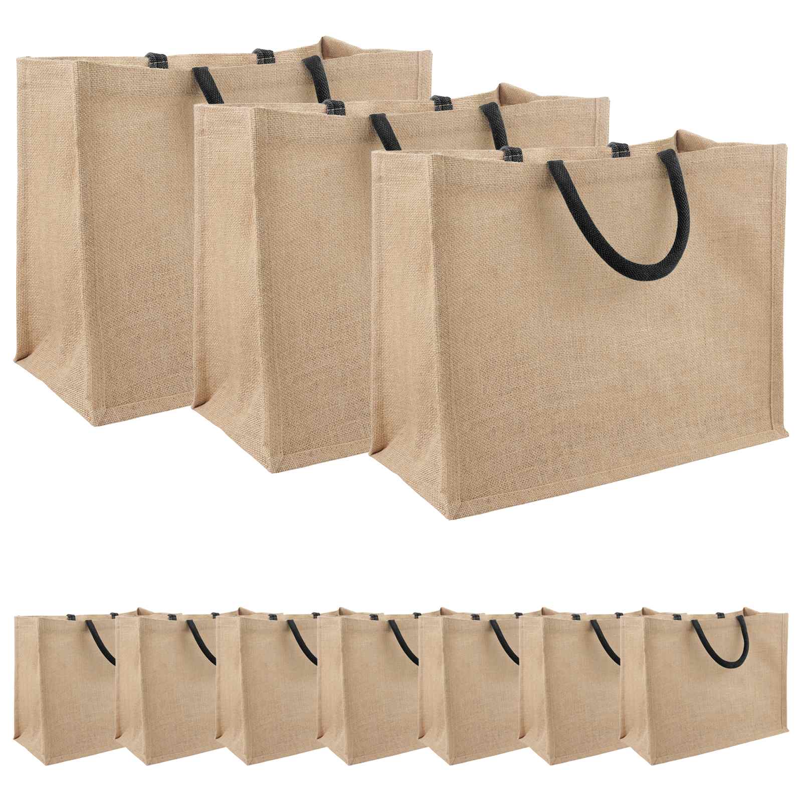Torbe od jute 10 Prirodna i crna 42 x 33 x 19 cm 100% Jut