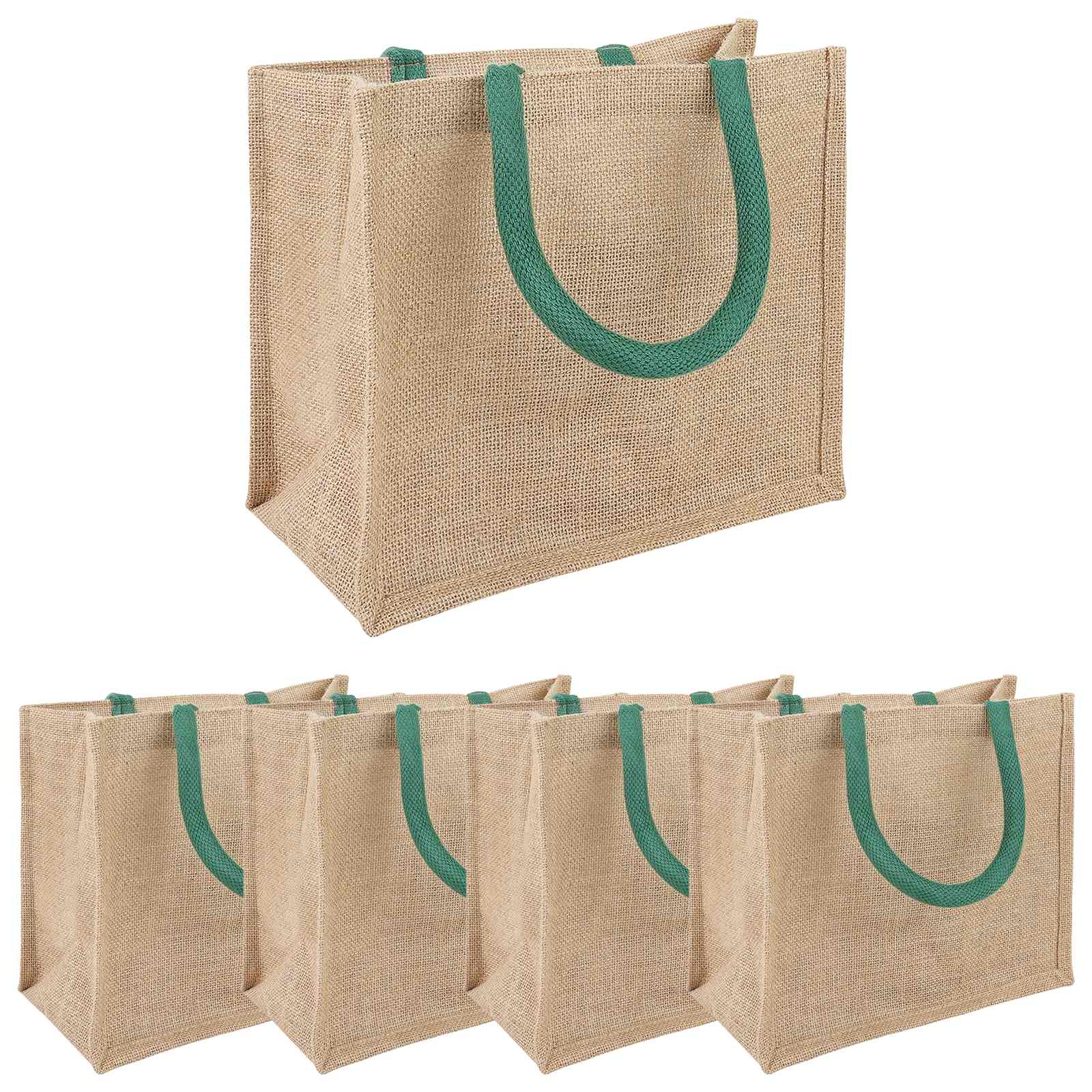 Torbe od jute 5 Prirodna i zelena 26 x 22 x 14 cm 100% Jut