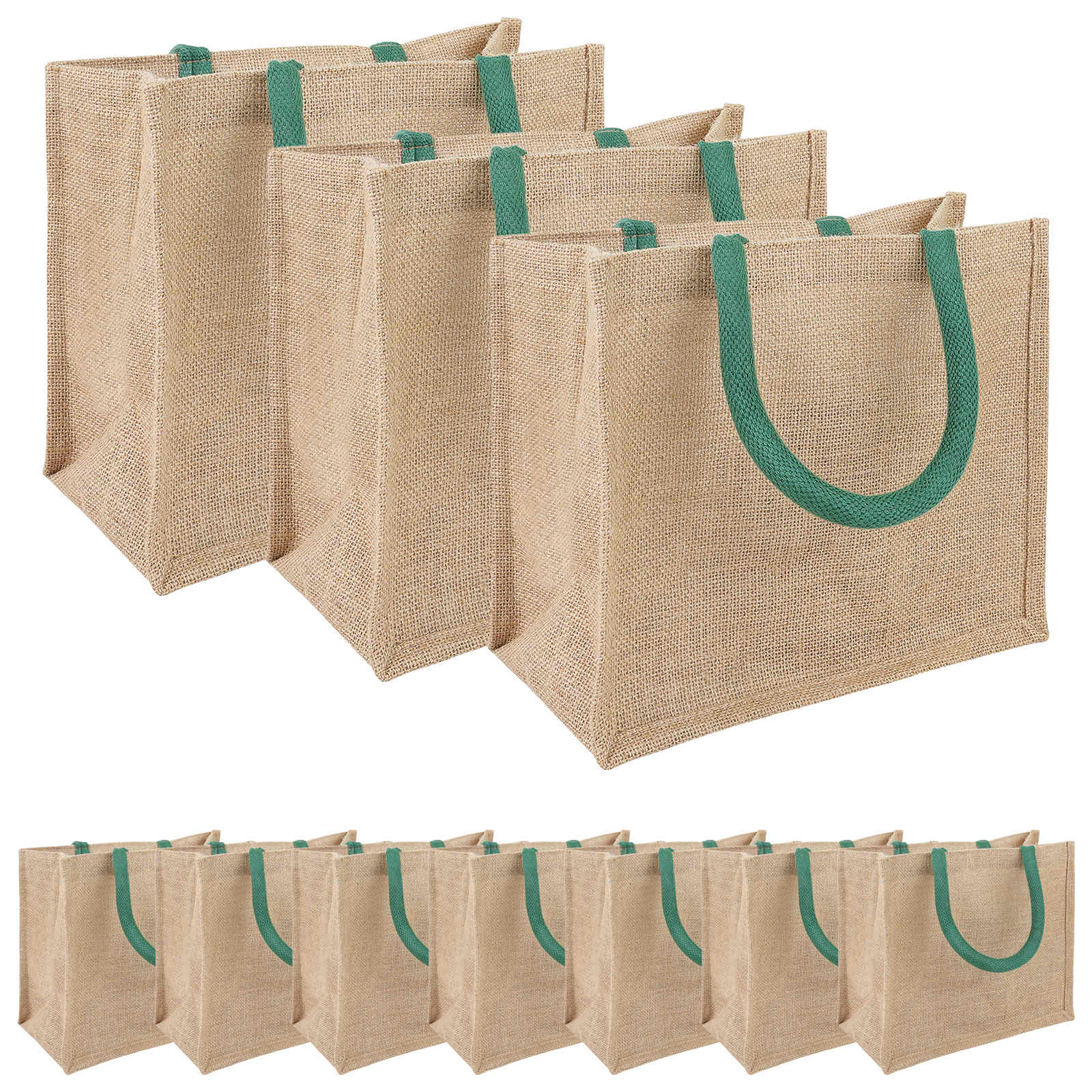 Torbe od jute 10 Prirodna i zelena 26 x 22 x 14 cm 100% Jut