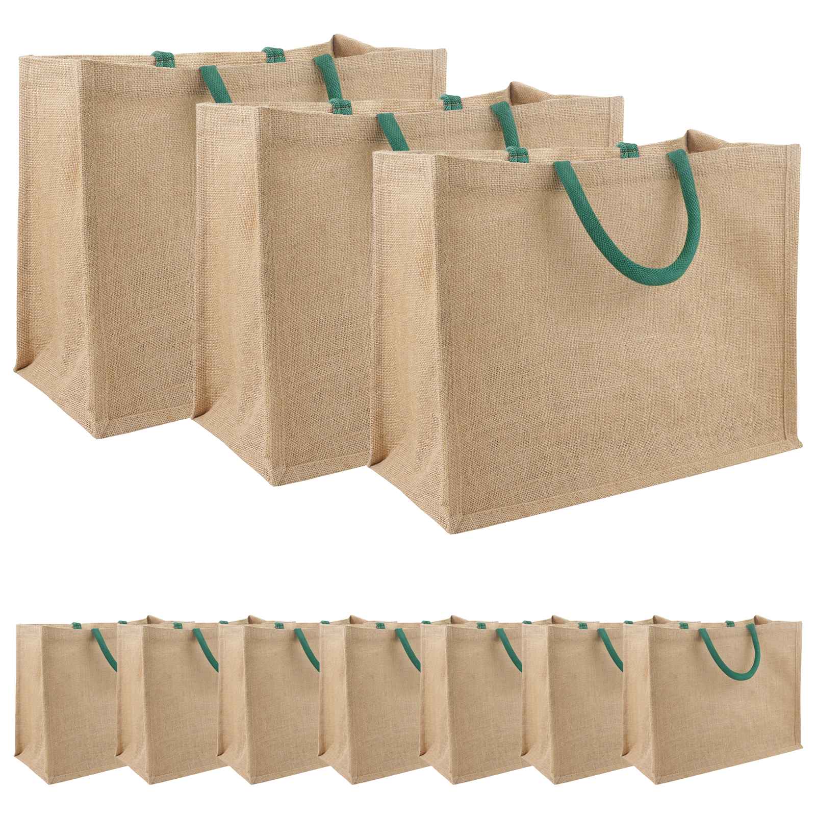 Torbe od jute 10 Prirodna i zelena 42 x 33 x 19 cm 100% Jut