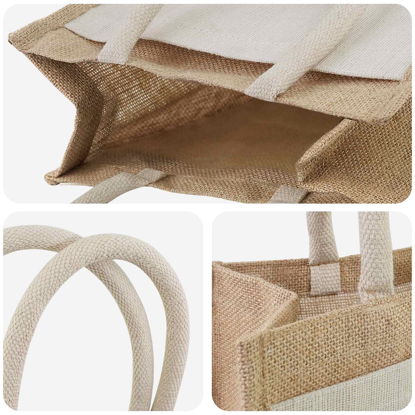 Torbe od jute s džepom 5 Prirodna i bijela 26 x 22 x 14 cm