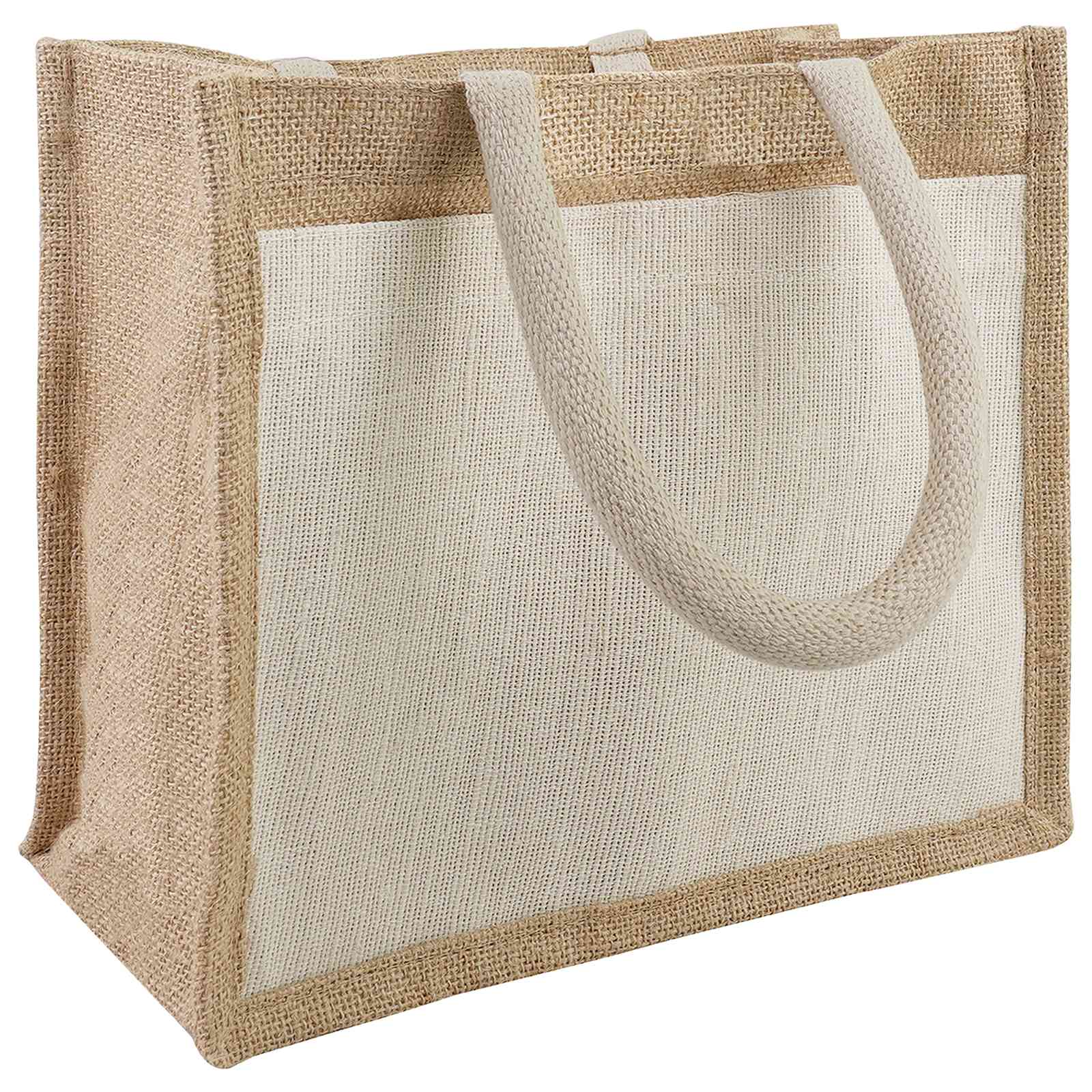 Torbe od jute s džepom 10 Prirodna i bijela 26 x 22 x 14 cm