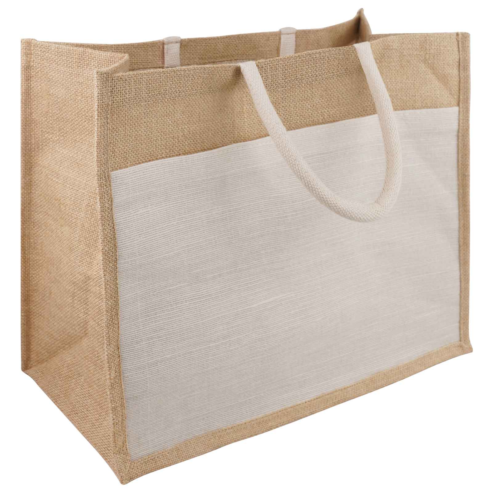 Torbe od jute s džepom 5 Prirodna i bijela 42 x 33 x 19 cm