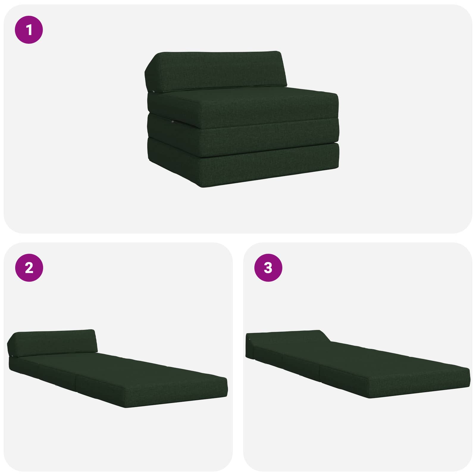 Sofa na razvlačenje Tamnozelena 200 x 70 x 10 cm Tkanina