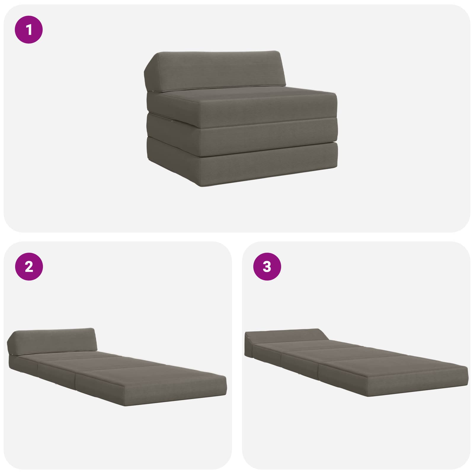 Sofa na razvlačenje Svjetlosiva 200 x 70 x 10 cm