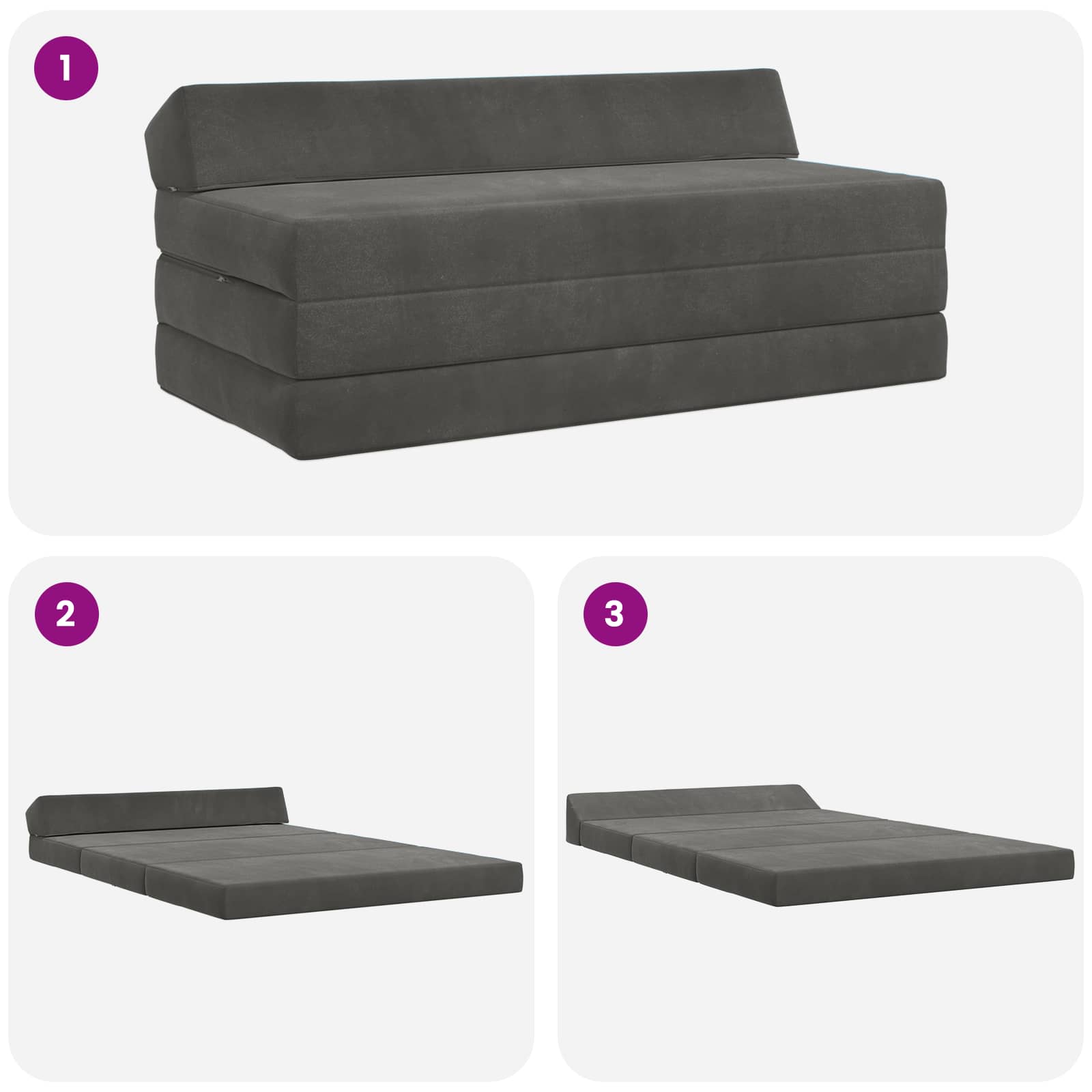 Sofa na razvlačenje Tamnosiva 120 x 60 x 49 cm Tkanina