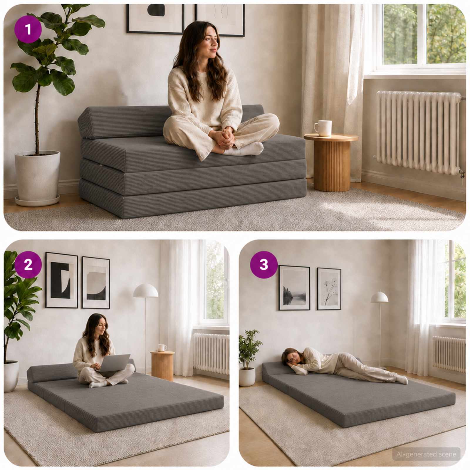Sofa na razvlačenje Tamnosiva 120 x 60 x 49 cm Tkanina